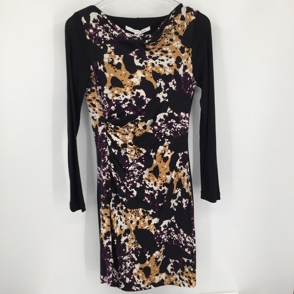 DVF Diane von Furstenberg Kirby Cheetah Splash dress black shift knit new 8 - Picture 1 of 5